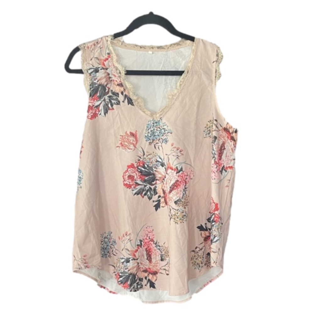 Dainty Lace Trimmed Tank Too Size XL